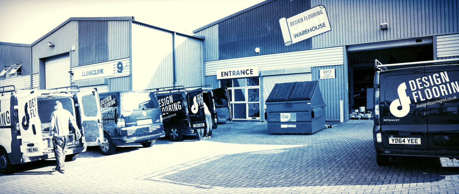 Unit 8 Montpelier Central with Design Flooring vans parked on the forecourt